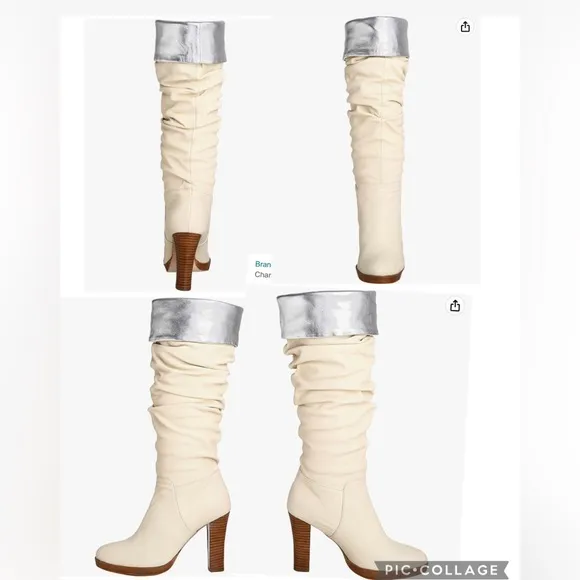 Charles David Elixir Cream and Silver Leather boots 5.5M
