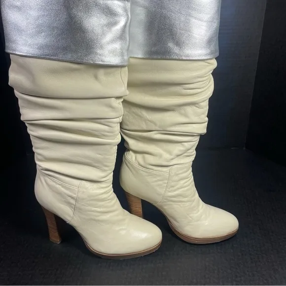 Charles David Elixir Cream and Silver Leather boots 5.5M