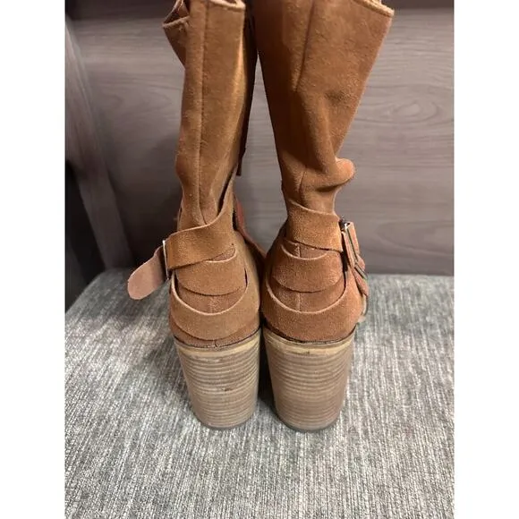 Chelsea &amp; Violet Women's Vicky Brown Suede Pointed Toe Boots Heels 9M ⭐BOGO⭐