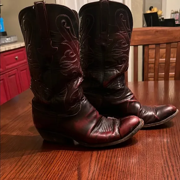Cherry Red Lucchese Cowboy Boots- Size 10EE