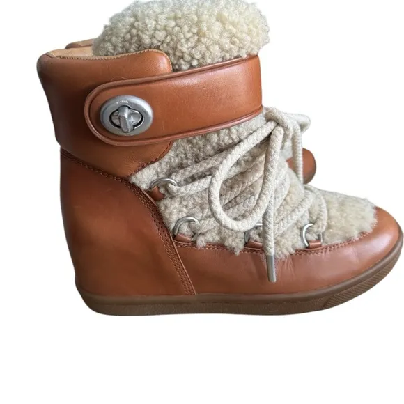 Chic Coach Monroe Shearling Lace-Up Boots
