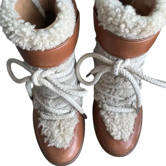 Chic Coach Monroe Shearling Lace-Up Boots