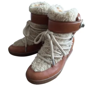Chic Coach Monroe Shearling Lace-Up Boots