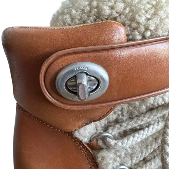 Chic Coach Monroe Shearling Lace-Up Boots