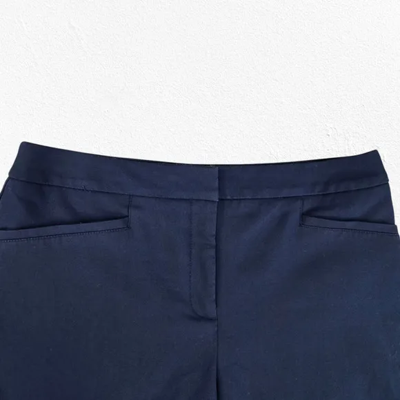 Chico’s Navy Fabulously Slimming Chino Cotton Blend Bermuda Shorts Size 6