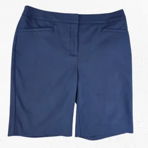 Chico’s Navy Fabulously Slimming Chino Cotton Blend Bermuda Shorts Size 6