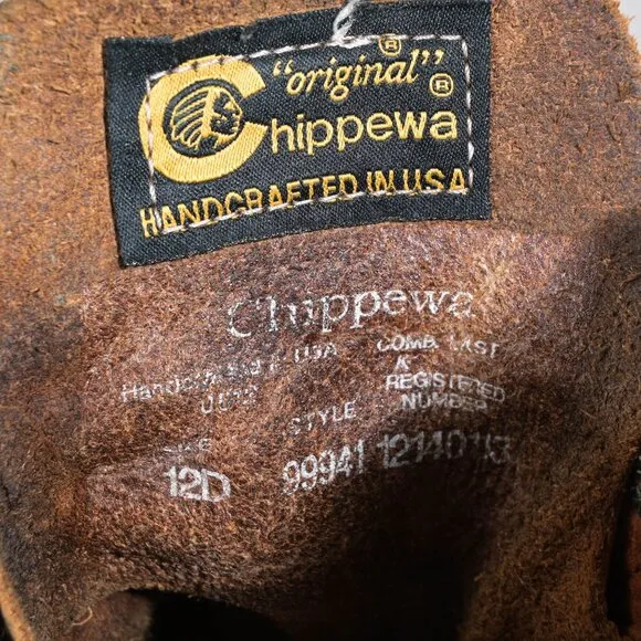 Chippewa 99941 Work Boots, sz 12 D - Made in USA, Light Brown, Vibram Sole