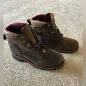 CHIPPEWA men’s leather‎ lace-up work boots. Brown. Size 8.5EE (wide)