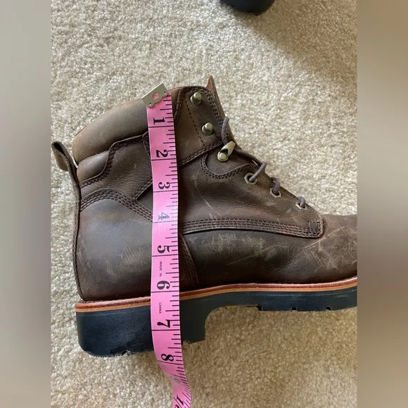CHIPPEWA men’s leather‎ lace-up work boots. Brown. Size 8.5EE (wide)