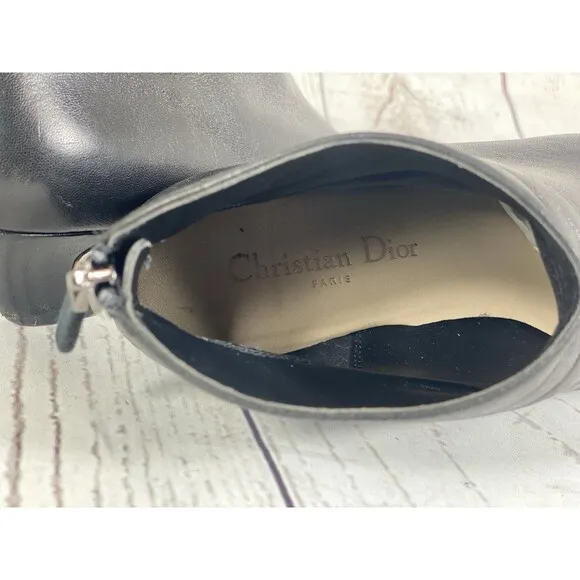 Christian Dior RARE Black Leather Pointed Toe Ankle Boots Women’s Size 37