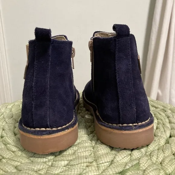 Cienta Blue/Tan Navy Blue Suede Zipper Chelsea Boots