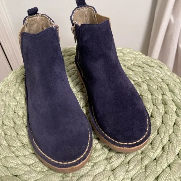 Cienta Blue/Tan Navy Blue Suede Zipper Chelsea Boots