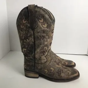 Circle G By Coral Arrowhead Brown Aztec Square Toe Western Boots Womens Sz 8