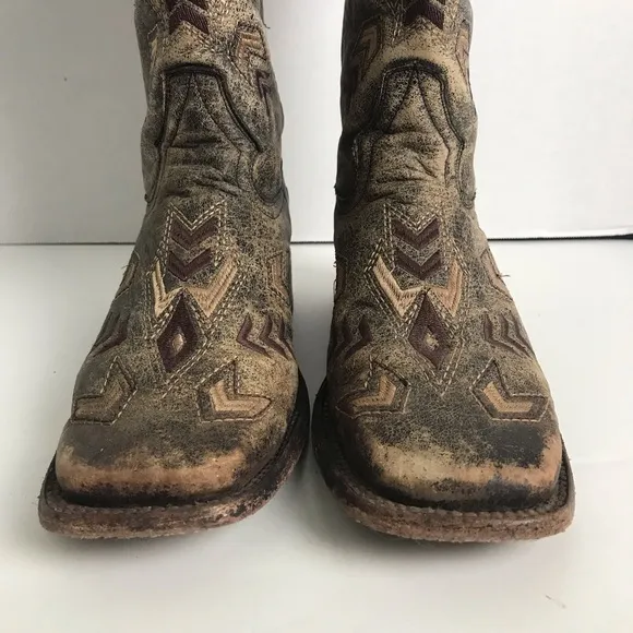 Circle G By Coral Arrowhead Brown Aztec Square Toe Western Boots Womens Sz 8