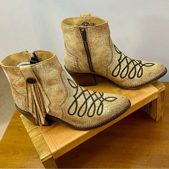 Circle G Orix Embroidery Fringe &amp; Ankle Zipper Women’s Size 7 Western Cowgirl