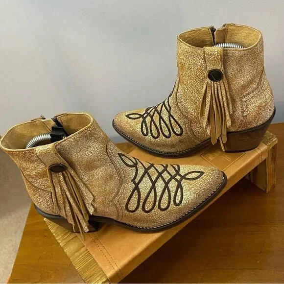 Circle G Orix Embroidery Fringe &amp; Ankle Zipper Women’s Size 7 Western Cowgirl