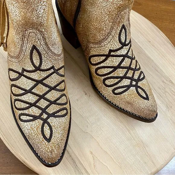 Circle G Orix Embroidery Fringe &amp; Ankle Zipper Women’s Size 7 Western Cowgirl
