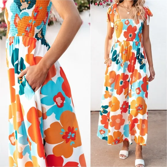 Citrus Bloom Smocked Dress