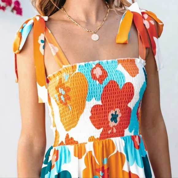 Citrus Bloom Smocked Dress