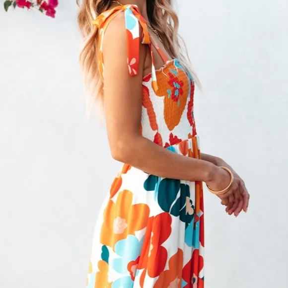 Citrus Bloom Smocked Dress