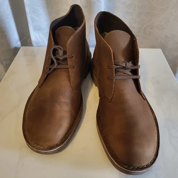 Clarks Bushacre 2 Men's Leather Boots Size 12m, Beeswax Brown
