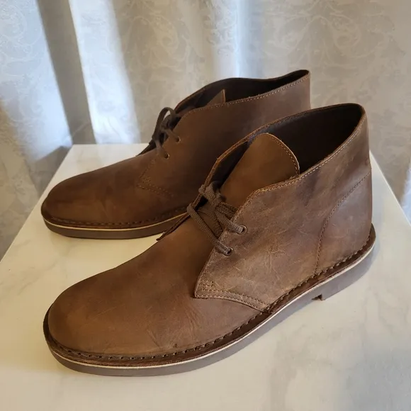 Clarks Bushacre 2 Men's Leather Boots Size 12m, Beeswax Brown