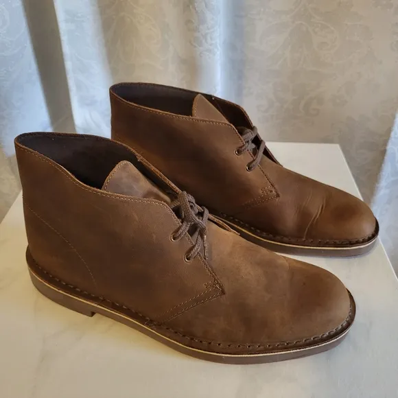 Clarks Bushacre 2 Men's Leather Boots Size 12m, Beeswax Brown