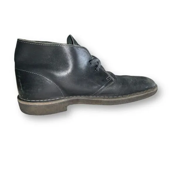 Clarks Men's Chukka Desert Boot Black Leather Size 10 UK 9.5