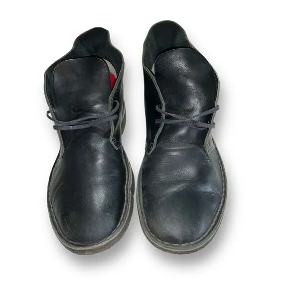 Clarks Men's Chukka Desert Boot Black Leather Size 10 UK 9.5