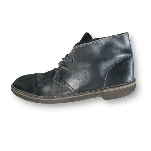 Clarks Men's Chukka Desert Boot Black Leather Size 10 UK 9.5