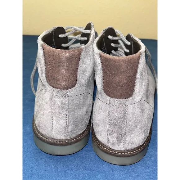 Clarks Mens Gray Suede Leather Lace-Up Ankle Boots Chukka US 12 Soft Sole