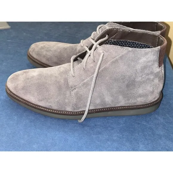Clarks Mens Gray Suede Leather Lace-Up Ankle Boots Chukka US 12 Soft Sole