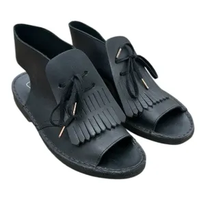 CLARKS ORIGINALS Black leather open toe 7  Desert Kiltie Tassel