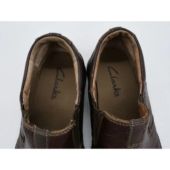 Clarks Shoes Mens 11.5 Brown Leather Slip On Loafer Split Toe Comfort Casual