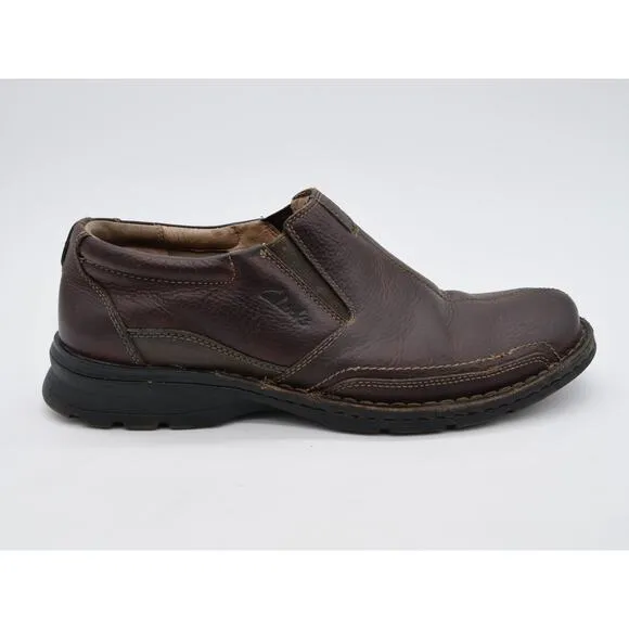 Clarks Shoes Mens 11.5 Brown Leather Slip On Loafer Split Toe Comfort Casual