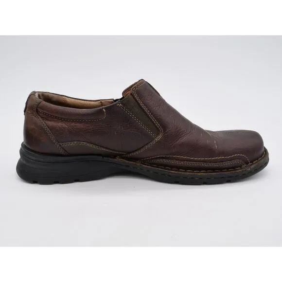 Clarks Shoes Mens 11.5 Brown Leather Slip On Loafer Split Toe Comfort Casual