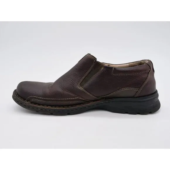 Clarks Shoes Mens 11.5 Brown Leather Slip On Loafer Split Toe Comfort Casual
