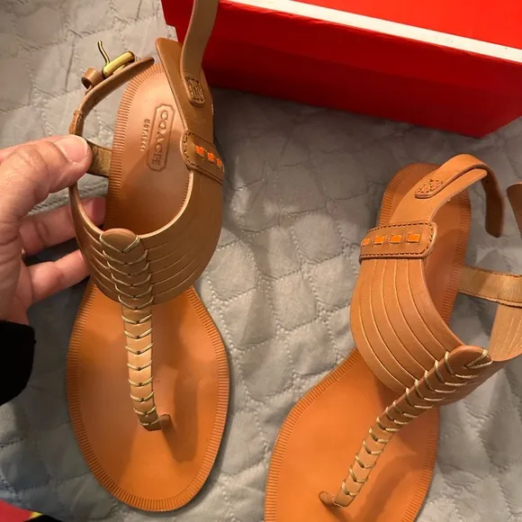 Coach Brown and Orange Gladiator Sandals