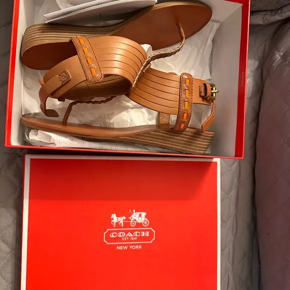 Coach Brown and Orange Gladiator Sandals