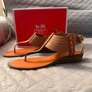 Coach Brown and Orange Gladiator Sandals