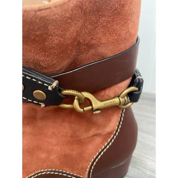 Coach Corrine Bootie Tan Suede &amp; Brown Leather Size 6, Classy, Old Money