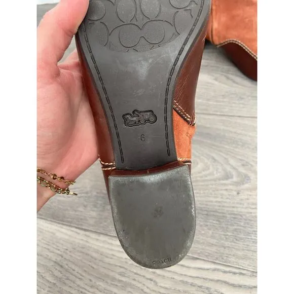 Coach Corrine Bootie Tan Suede &amp; Brown Leather Size 6, Classy, Old Money