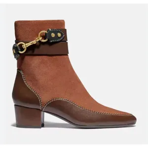 Coach Corrine Bootie Tan Suede &amp; Brown Leather Size 6, Classy, Old Money