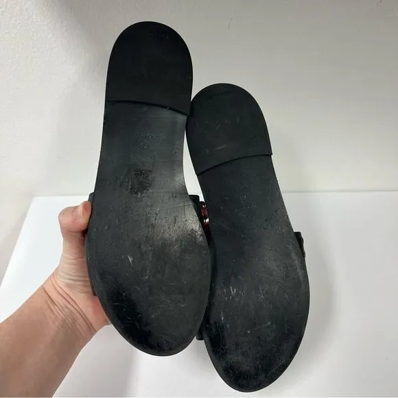 Coach Hayden Chain Mixed Metal Sandals 7.5 Black Slides
