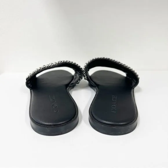 Coach Hayden Chain Mixed Metal Sandals 7.5 Black Slides