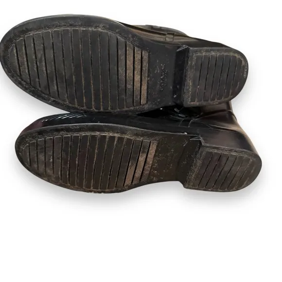 Coach Lester Black‎ Buckle Strap Rubber Short Rain Booties Sz 5 B