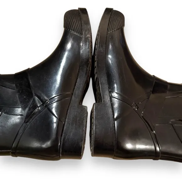 Coach Lester Black‎ Buckle Strap Rubber Short Rain Booties Sz 5 B