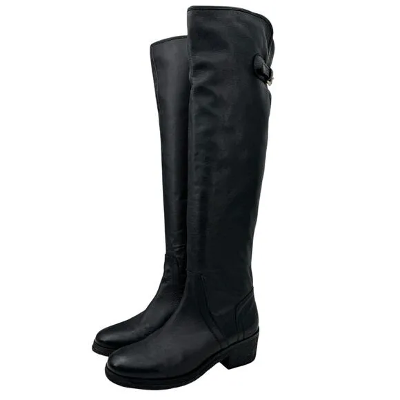 Coach Palmera OTK Leather Boot Women's SZ 10 Black Over the Knee RESOLED Crepe