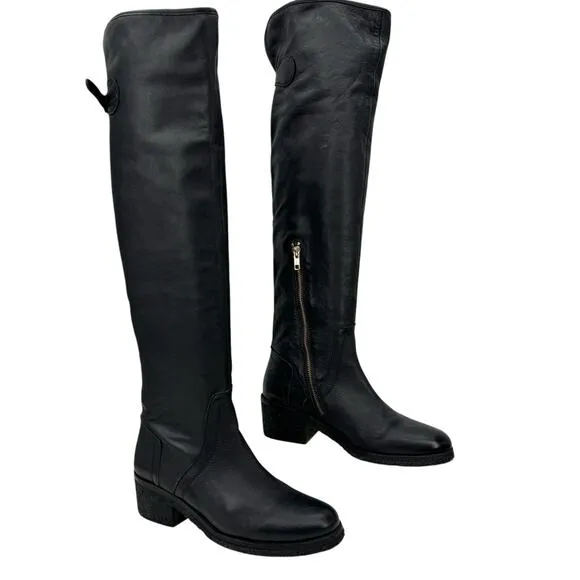 Coach Palmera OTK Leather Boot Women's SZ 10 Black Over the Knee RESOLED Crepe