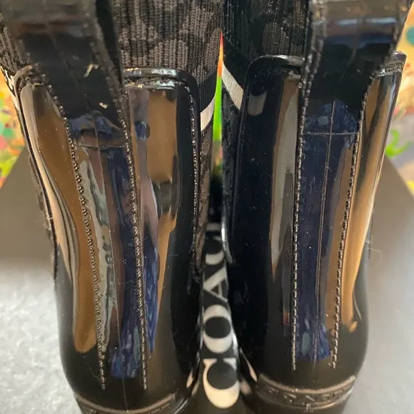 COACH Rivington Rubber Black Rain Boots, Women’s Size 8B